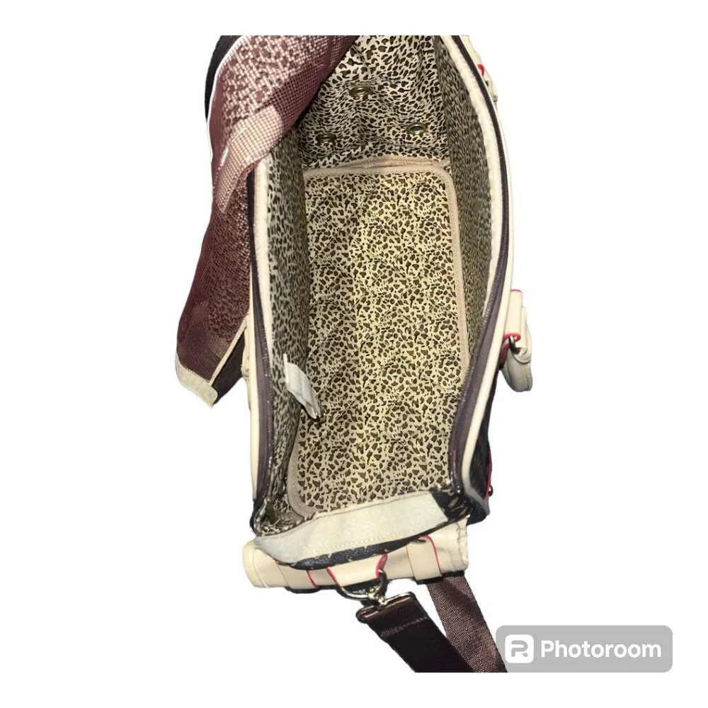 Pet Dog Bag Cat Cross Bag Hand Bag Foldable Dog PawFassion Backpack Large Brown